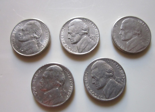 5 Monedas 5 Centavos Usa 1983 1985 1986 1993 1997 (Usado)