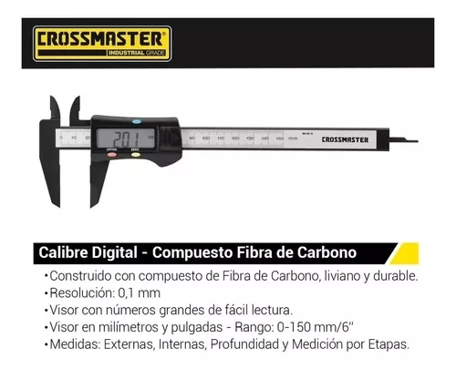 Calibre Digital Fibra Carbono Crossmaster Profesional - $ 15.101