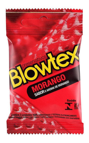 Imagem 1 de 6 de Preservativo Blowtex Morango Com 3 Unidades