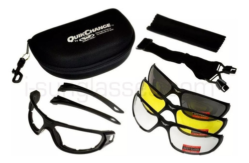 Óculos Global Vision Quikchange Kit 3 Cores Moto Case Harley
