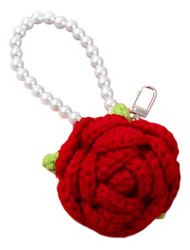 2 Llavero De Rosa, Llavero Colgante Tejido A Mano, Rojo