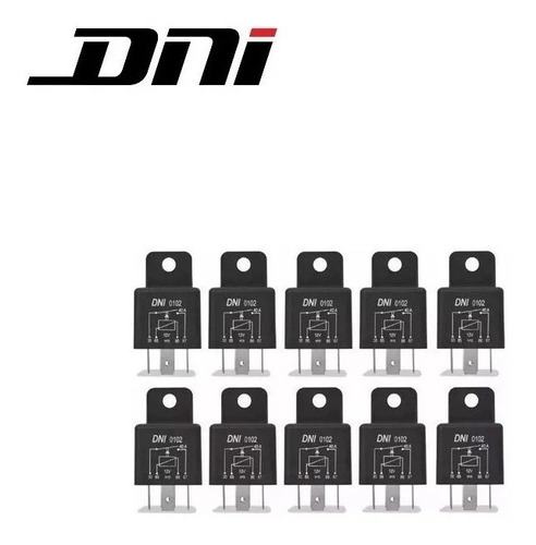 Relé Auxiliar Automotivo Dni 0102 40a 12v Universal 10 Peças