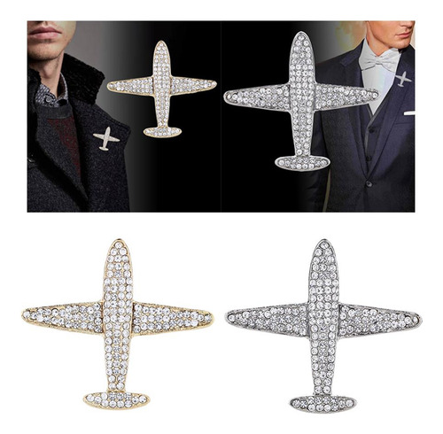 S 2pcs Hombres Broche Collar Pin Ramillete Moda Cristal