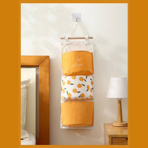 Bolsa De Almacenamiento Para Colgar En 3 Bolsillos Naranja.