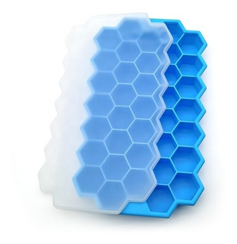Imagen 1 de 5 de Molde Cubetera Hielera 37 Hielos En Silicona Y Tapa Plástica