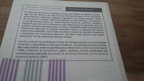 Literatura Medieval Alemana Eva Parra Membrives Buen Estado (Usado)