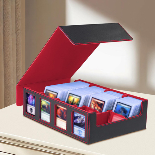 Estuche De Cuero Sintético Para Baraja De Cartas Rojo