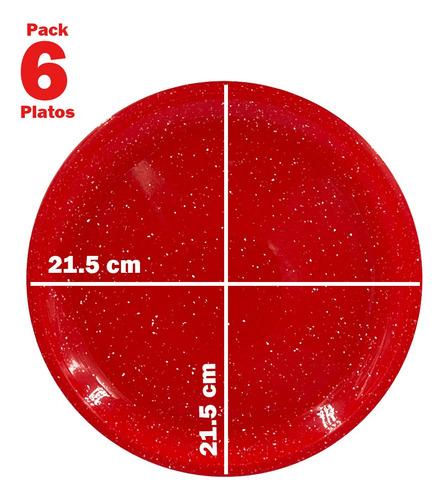 Platos Taqueros Plastico Trinche Parece Peltre 21.5cm 6pzs Rojo Parece Peltre