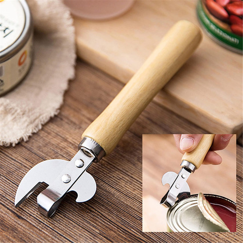 Abridor Manual Con Mango De Madera De Acero Inoxidable, Conv