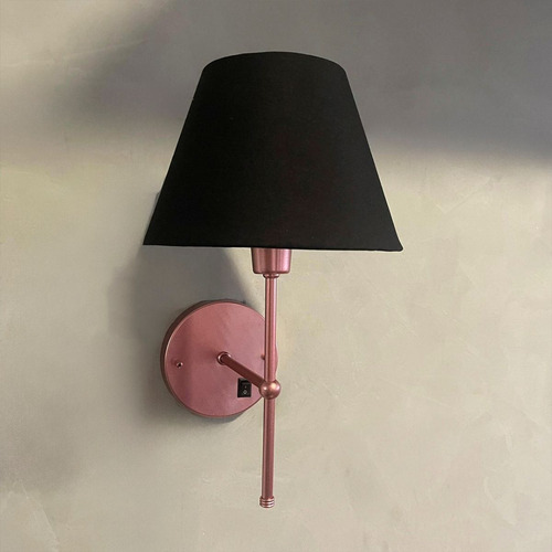 Arandela Com Interruptor Colonial Liga/desliga Com Cupula Estrutura Rose Gold Com Preto 127/220v