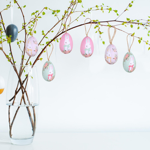 6x Decoraciones De Huevos De Pascua Decoración Estampado De