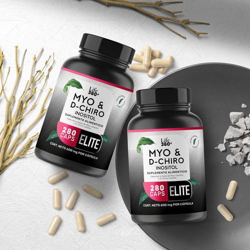 Suplemento Life 360+ Inositol Elite Myo e D-chiro 280 cápsulas de sabor insípido