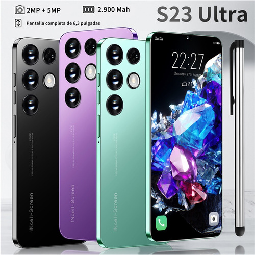 Teléfonos Inteligentes Android Baratos S23 Ultra Morado 6.3 En 1gb Ram 8gb Rom
