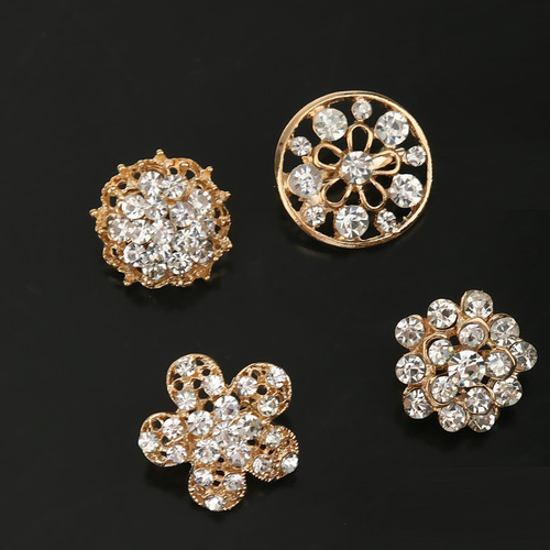 12 Piezas Broches En Forma De Flor De Diamantes Artificiales