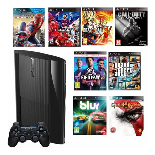 Ps3 Súperslim 250gb +1 Control Original+ 25 Juegos Digitales