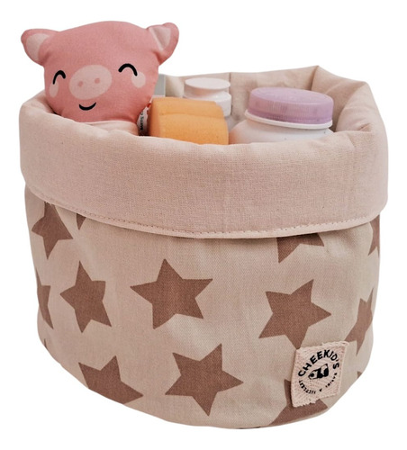 Set Kit Organizador Cuna Pañalero Bebé Canasto Juguete Cesto Natural Estrellas