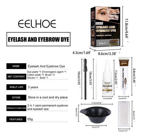 Kit De Tinte Semipermanente De Cejas Y Pestañas 2 In.