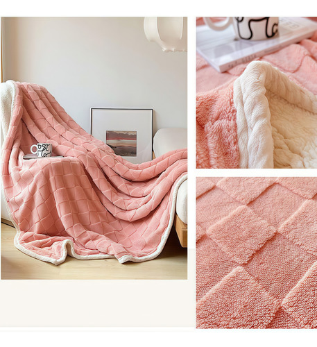 Manta Polar De Coral Suave De Doble Capa 180*200cm Beige