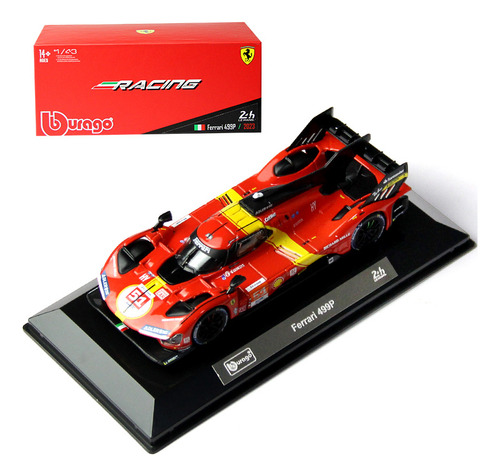 Bburago 1:43 Ferrari 499p Scale #51 24h Lemans Collection Car Metal Models Toy Color Red With Base