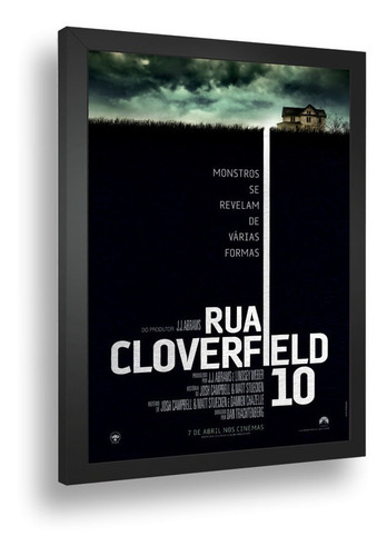 Quadro Emoldurado Poste  Rua Cloverffild 10 Terror Vidro A3