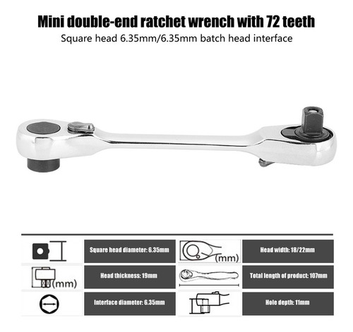 Destornillador De Llave De Tubo De Trinquete Mini 1/4 Torque