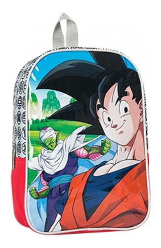 Mochila Dragon Ball Z Jardin Goku Vegetta 13 Pulgadas Pvc Color Rojo/negro