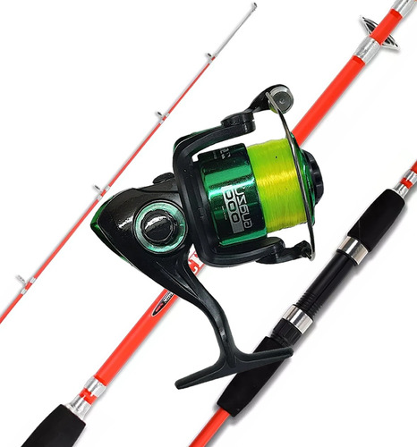 Combo Equipo Pesca Variada Caña 2.70m 2 Tramos + Reel 3 Rul