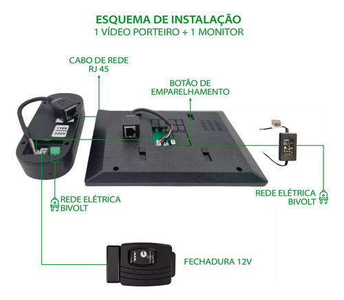 Vídeo Porteiro Agl Vp7 Touch Wifi App Com 2 Monitores