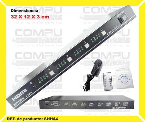 Matriz Hdmi Selector 4 Splitter 4 Ref: Shh44 Computoys Sas