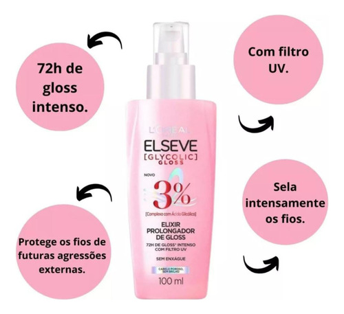 Kit Elseve Glycolic Shampoo 375ml/cond 175ml/serum 100ml
