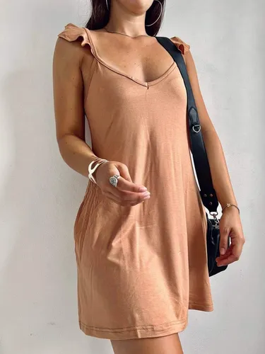 Vestidos marrones cortos hot sale