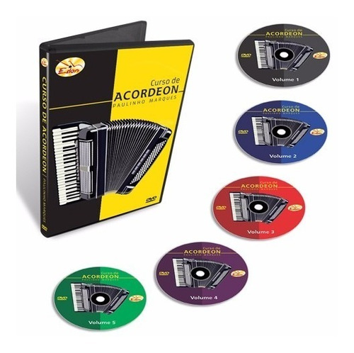 Curso Acordeon Sanfona Int. Avançado Em Dvd - 5 Dvds - Edon