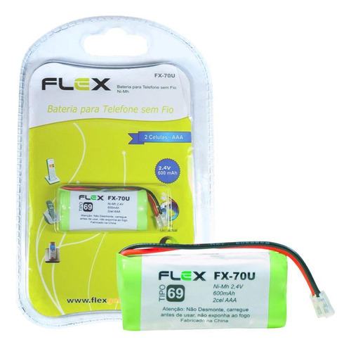 Bateria Recarregável Telefone Sem Fio 2,4v 600mah Fx-70u