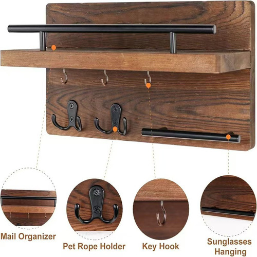 Llavero Rústico Para Colgar En Pared De Madera