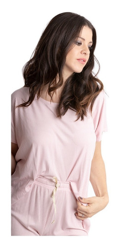 Imagen 4 de 8 de Remera Alondra Pijama Manga Corta Morley Verano Dama Jelue