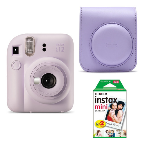 Cámara instantánea Fujifilm Instax Kit Mini 12 + 20 fotos + Funda lilac purple
