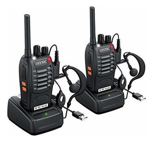 Esynic Recargable Walkie Talkies Con Auriculares 2 Piezas