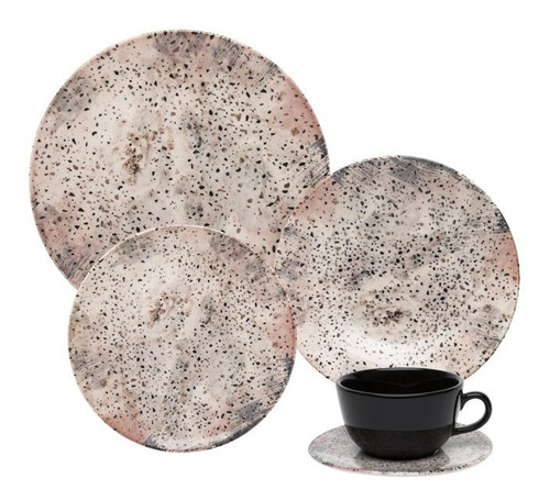 Set 20 Piezas Platos Tazas Oxford Terrazzo Vajilla Ceramica