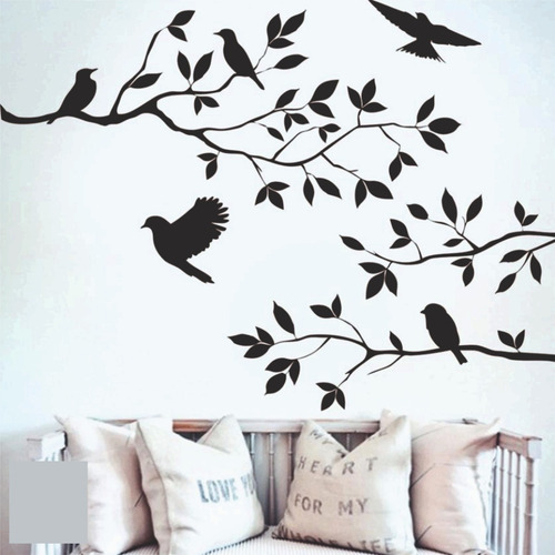 Vinilo Decorativo Aves Floral. Deco Pajaros