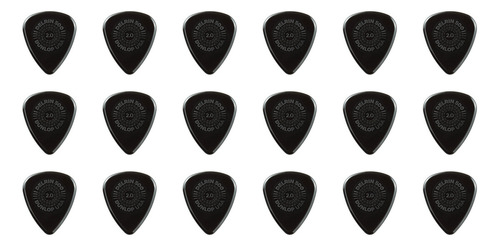 Pack X 18 Puas Jim Dunlop 450r2.0 Primegrip Delrin 500 2.0mm Color Negro Tamaño Pesado