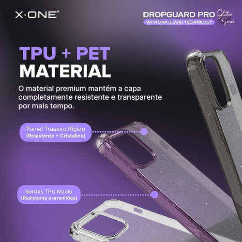 Capa Dropguard X-one Glitter Brilhos Para iPhone 15 Pro Max