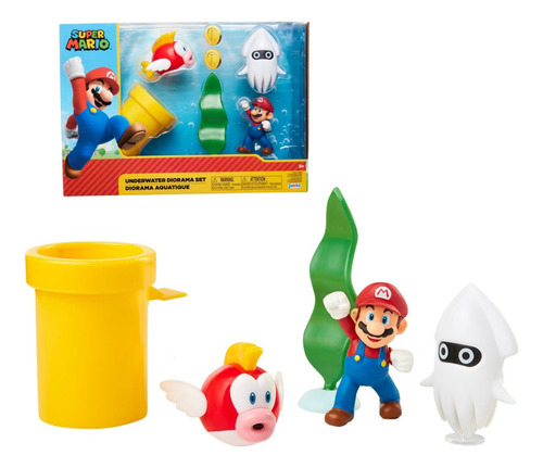 Juguete Set Super Mario Escena Bajo Agua 6cm Nintendo