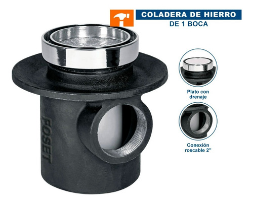 Imagen 1 de 4 de Coladera De Hierro De 1 Boca, Redomnda, Cerámico Foset 49316