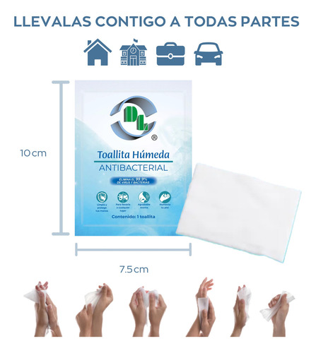 Toallitas Húmedas Antibacteriales Caja Con 100 Piezas