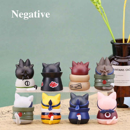 Imagen 2 de 2 de Naruto Gato - Set De 8 Figuras De Tipo Gatito Naruto (5 Cm)