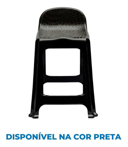 Taburetes de plástico con respaldo negro para barra de cocina Kit C/4