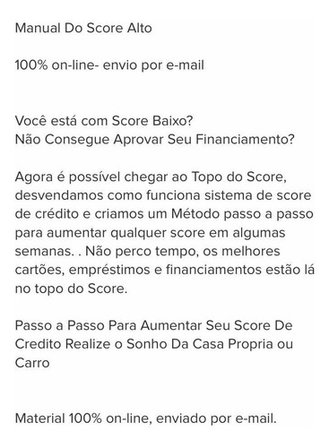 Imagem 2 de 3 de Guia Do Score 7 Dias 100% Garantido