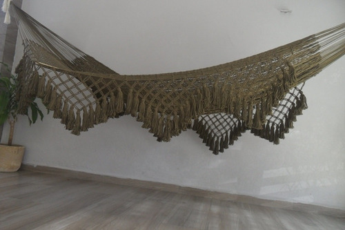 Hamaca Matrimonial, Picos Y Borlas (motas) Y Par De Cuerdas Verde Oliva