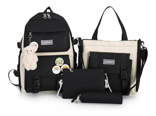 4 Mochilas Escolares De Lona Harajuku Para Niñas Y Adolescen