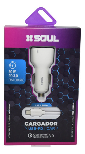 Cargador Para Auto Dual 2 Entradas Cable Micro Usb Lightning Color Blanco Micro-usb